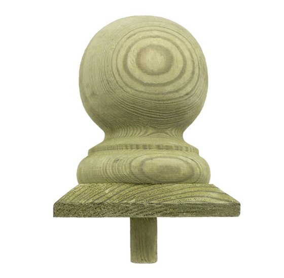 Luxe bol 100x100mm - Decoratieve houten bolkop voor palen