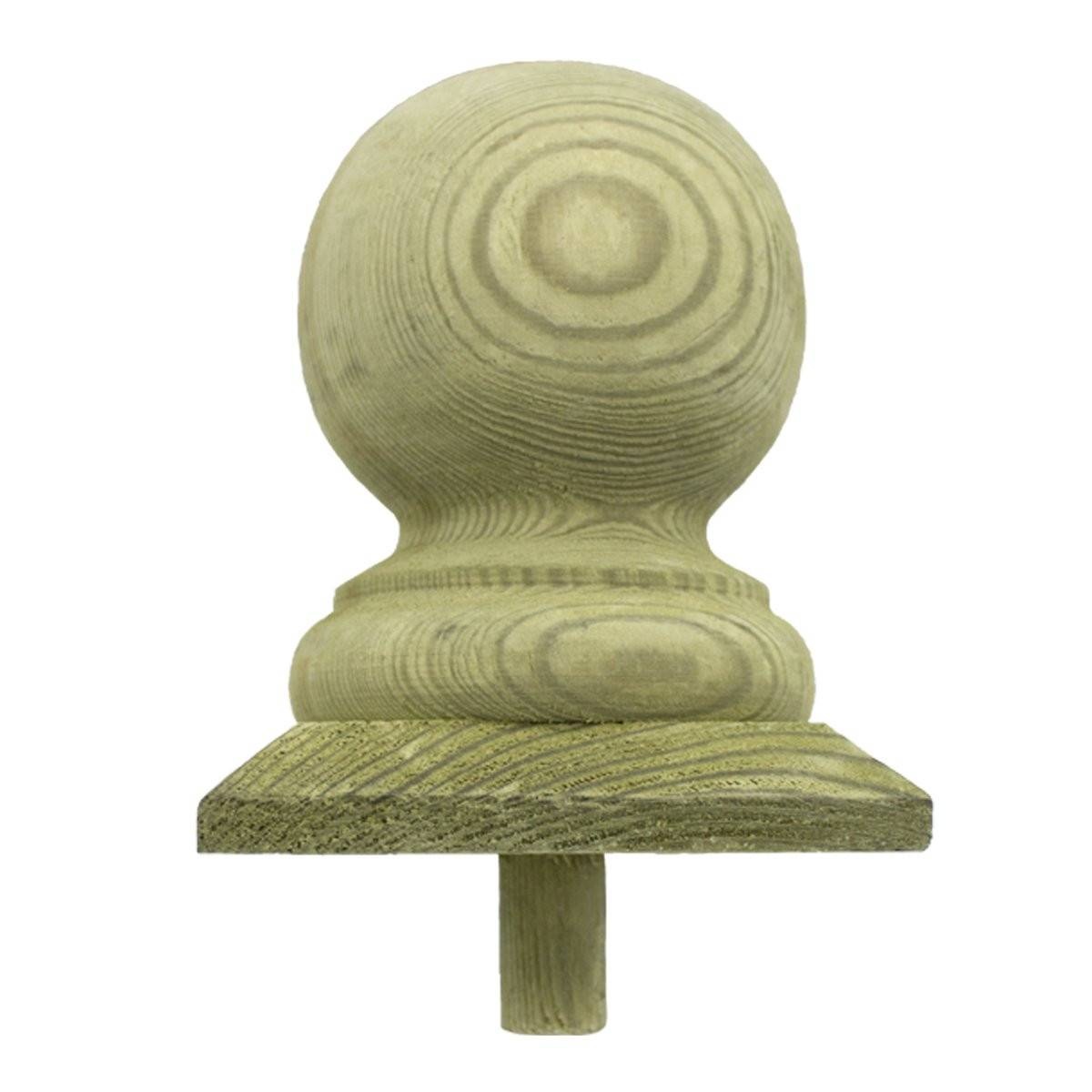 Luxe bol 100x100mm - Decoratieve houten bolkop voor palen
