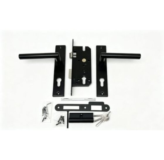 Slotenset Tuindeur RVS Zwart PC72 met Cilinder 40/40