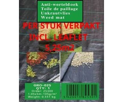 Worteldoek 1,05x5m - 105g/m² Zwart/Groen Anti-Onkruid