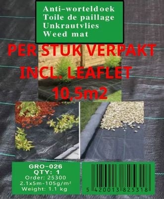Worteldoek 2,10x5 m - 105 g/m² zwart/groen