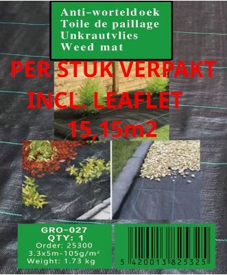 Worteldoek 3,30x5 m - 105 g/m² zwart/groen