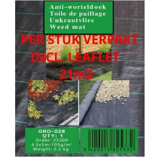Worteldoek 4,20x5 m - 105 g/m² Zwart/Groen