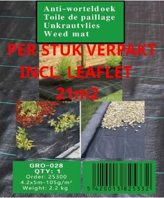 Worteldoek 4,20x5 m - 105 g/m² Zwart/Groen