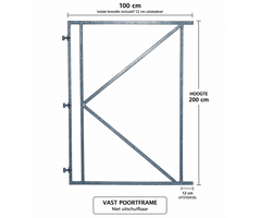 Poortframe 200x100 cm Verzinkt met 3 Verstelbare Ophangpunten