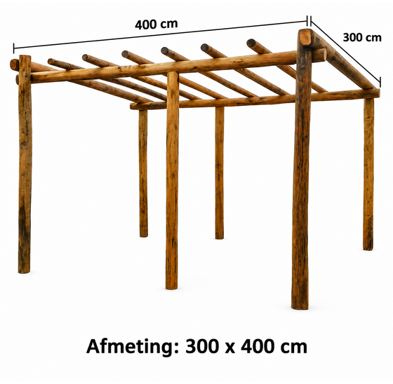 Kastanje pergola rechthoek 300 × 400 cm – natuurlijke sfeer voor tuin en terras