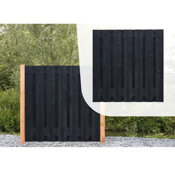 Douglas Schutting 15-planks – Geschaafd – Zwart – 180x180 cm