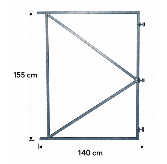 Poortframe verzinkt 155x140 cm met 3 verstelbare ophangpunten