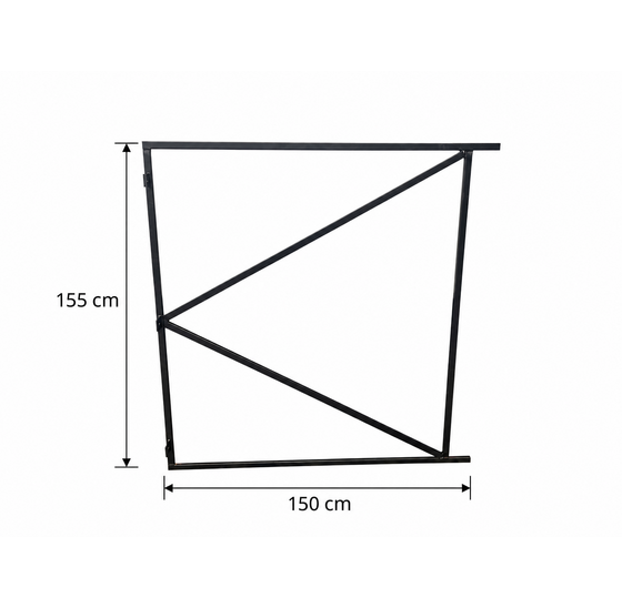 Poortframe 3 Verstelbare Ophangpunten Zwart 155x150 cm