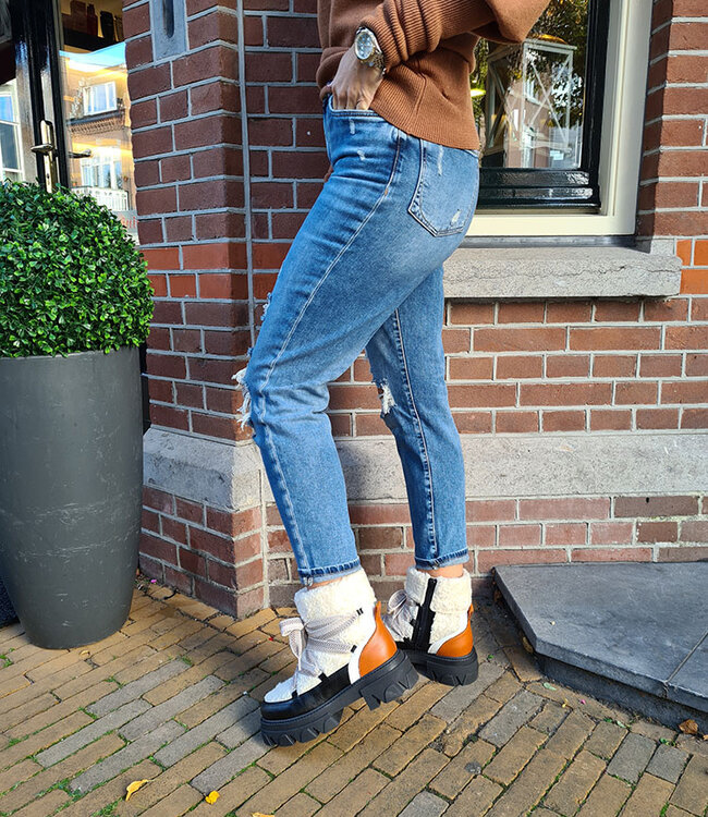 Cup of Joe COJ Mom Jeans Lynn Blue Destroyed