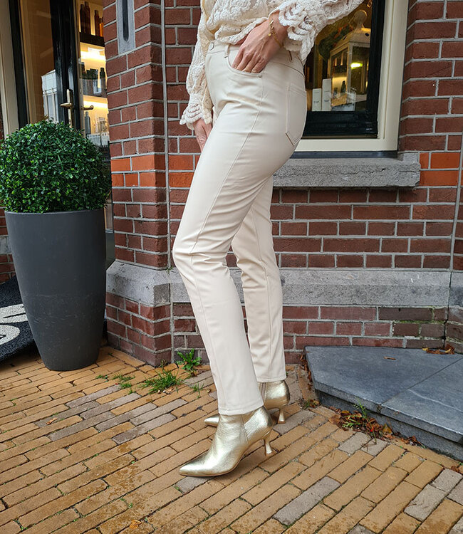 Lederlook Broek Crème 19070