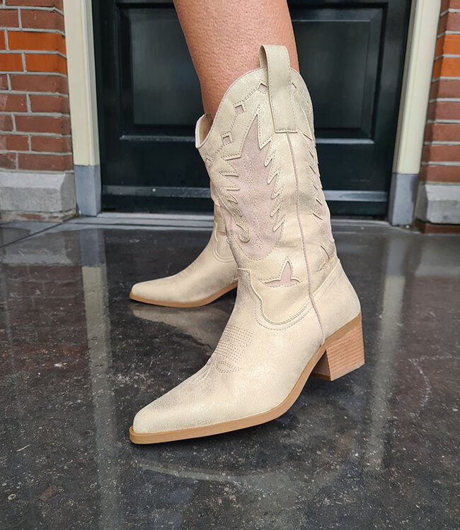 Cowboy Boots Shimmer Beige/Gold