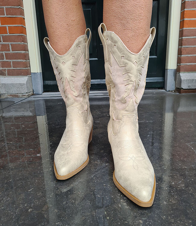 Cowboy Boots Shimmer Beige/Gold