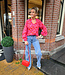 Linnenlook Ballonmouw Blouse Koraalrood/Roze