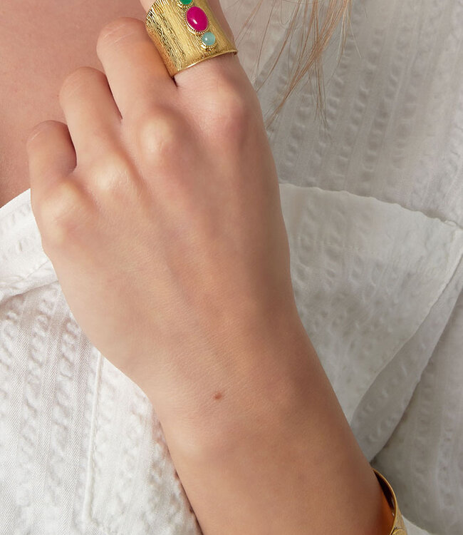 Ring Gold Boho Multi Stenen Ovaal Rond