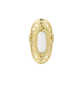 Ring Gold Boho Ovaal Steen Wit