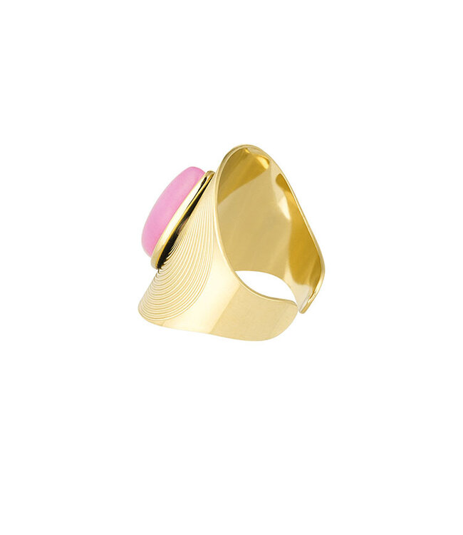 Ring Gold Boho Ovaal Steen Roze