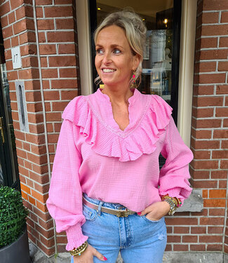 Zachte Blouse met Ruffle Roze