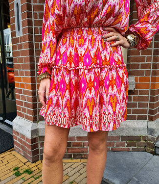 Rokje Ruffle Aztec Roze/Oranje/Wit