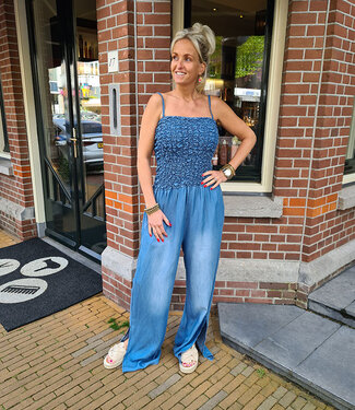 Strapless Jumpsuit Jeanslook Dark