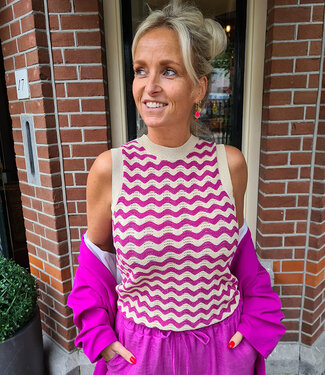 Shimmer Top Zigzag Magenta/Gold