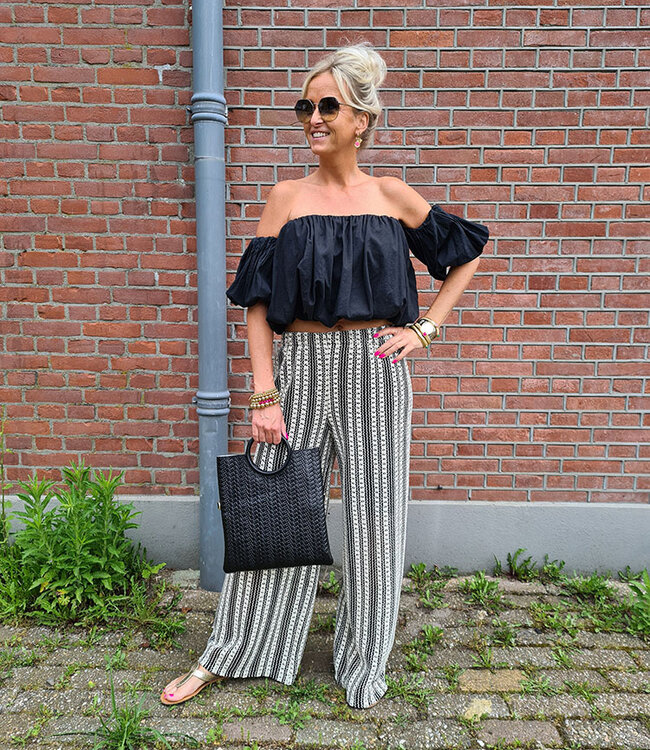 Gevlochten Tas 2-delig  Zwart