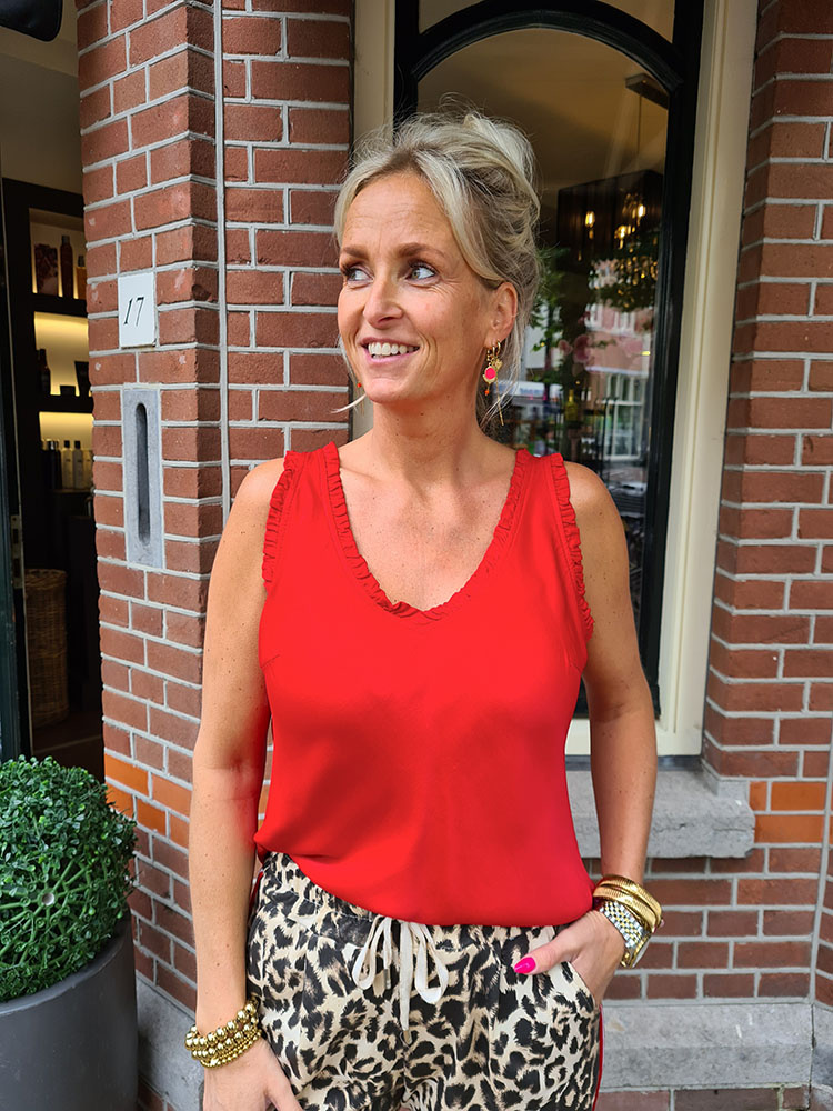Zijdelook Ruffle Rand Hemdjes Rood