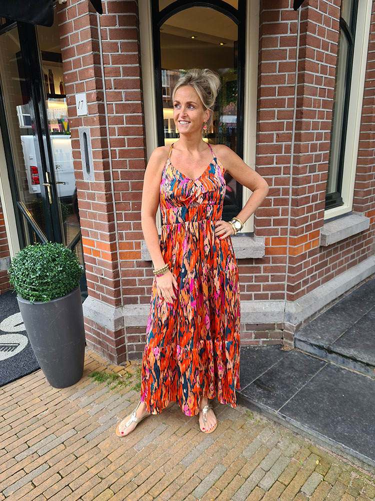 Jurk Dunne Bandjes Multi Orange