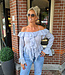 Blouse Ruffle Offshoulder Zachtblauw