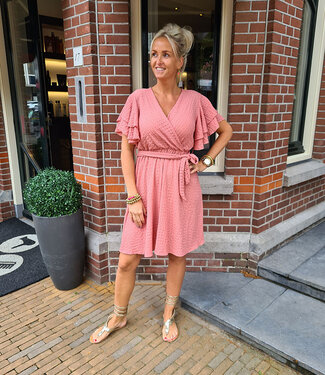 Dress Wafel Ruffle Donker Peach