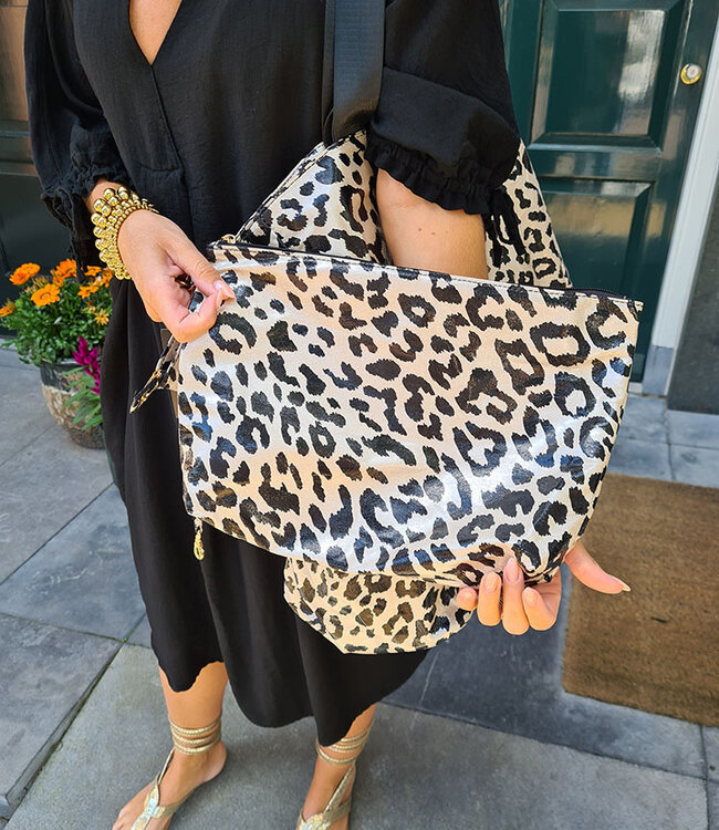 Big Shopper 2delig XXL Leo Shimmer Zwart/Crème