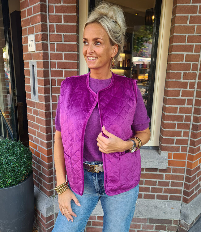 Azzurro Velvet Gilet Magenta