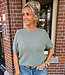 Super Soft Knit Top Korte Mouw Armygroen