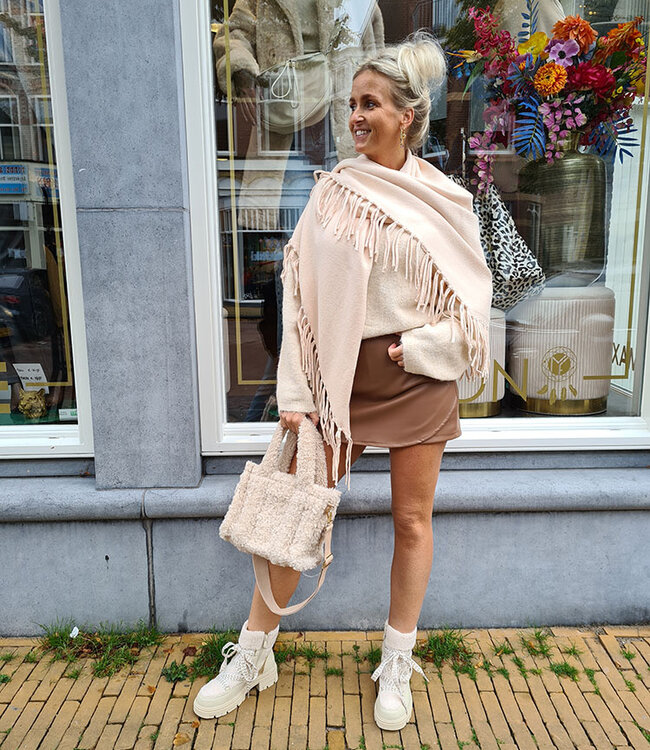 Azzurro Short/Rokje Lederlook Camel