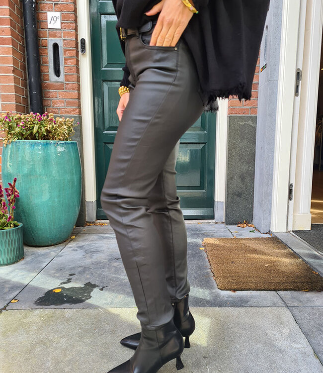 Zac & Zoe Gecoate Broek Zwart