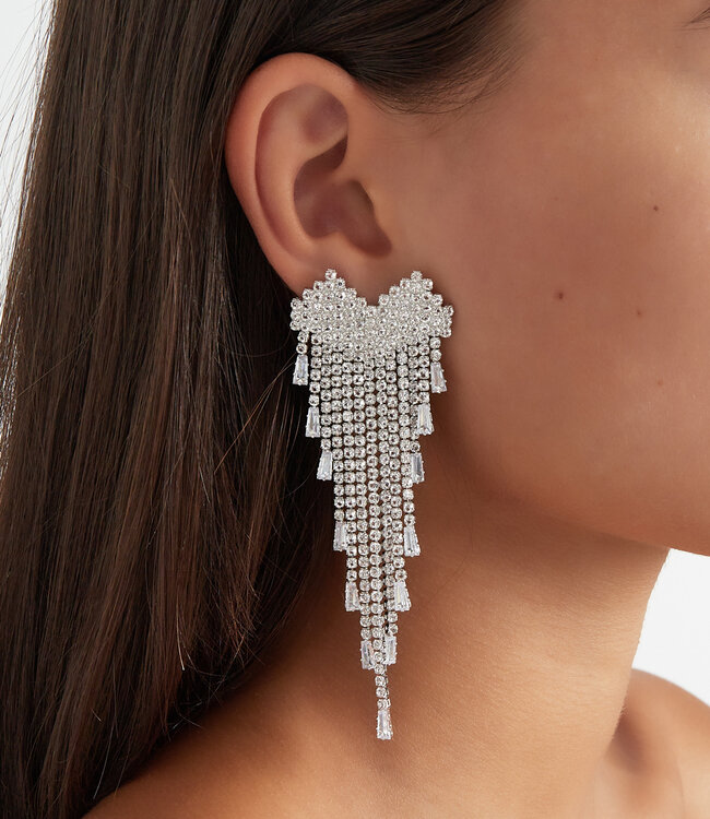 Oorbellen Bold Sparkle Heart Zilver