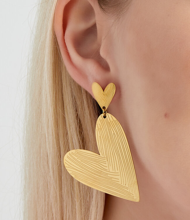 Oorbellen Small & Big Heart Goud