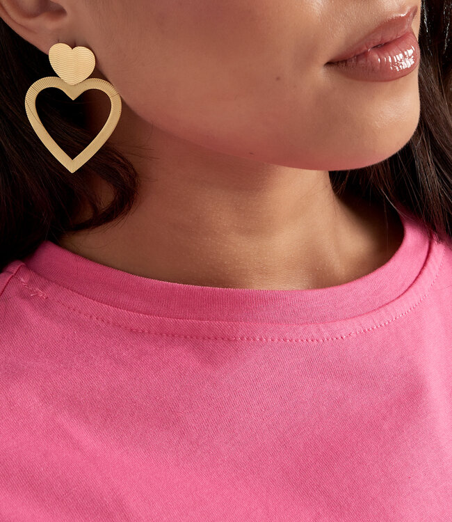 Oorbellen Big Heart Open Goud