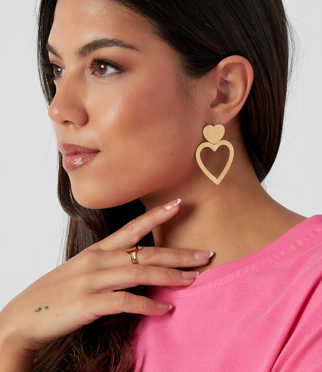 Oorbellen Big Heart Open Goud