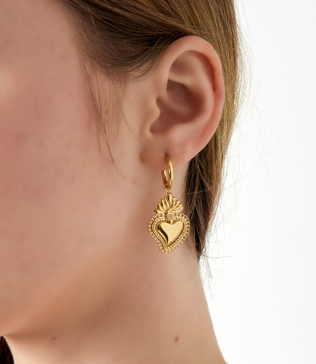 Oorbellen Flaming Heart Goud