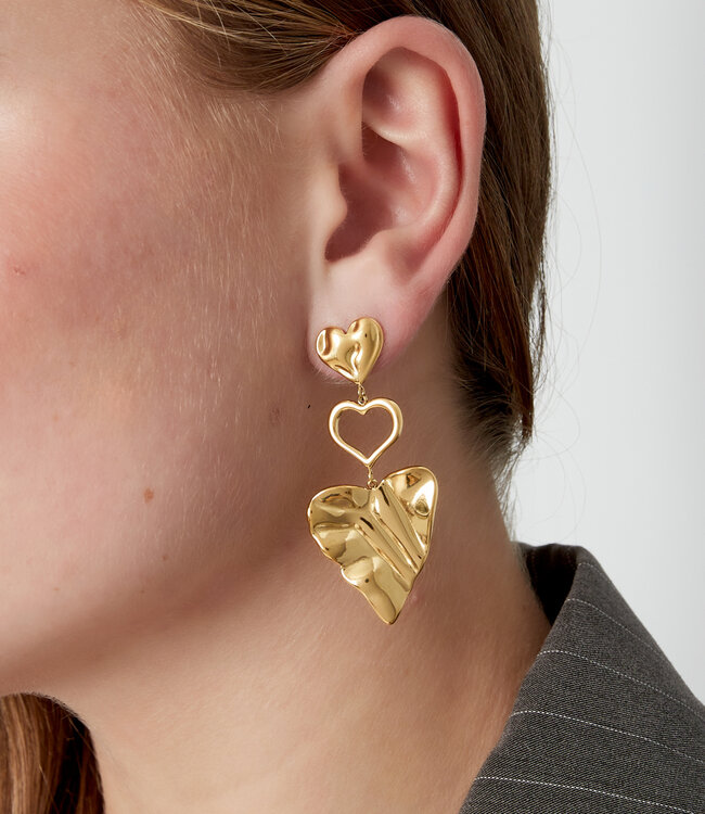 Oorbellen Triple Hearts Goud