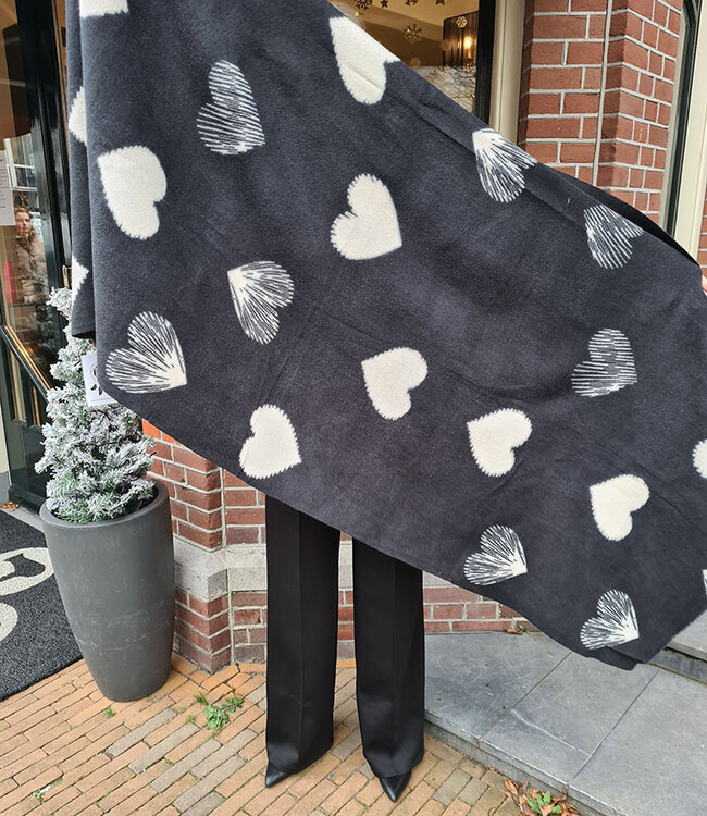 Shawl Zwart/Crème Hartjes