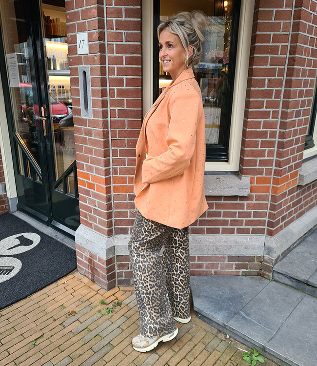 Luxe Blazer met Strass Steentjes Peach
