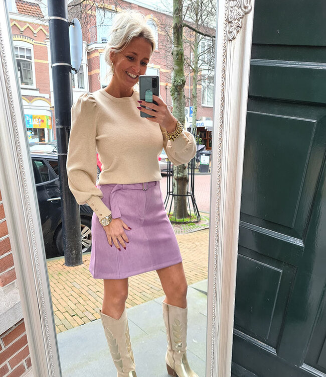 Azzurro Knit Pofmouw trui Taupe