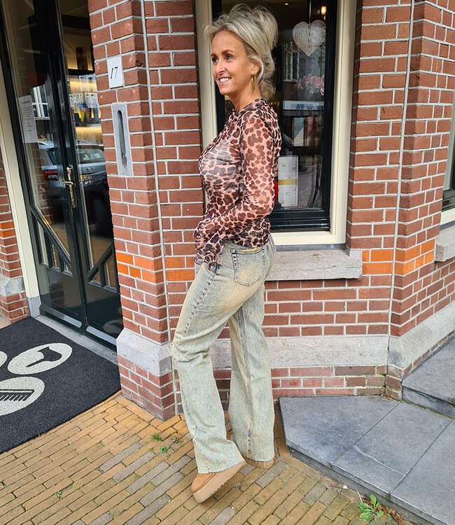 Mesh Top Uitlopende mouw Leo