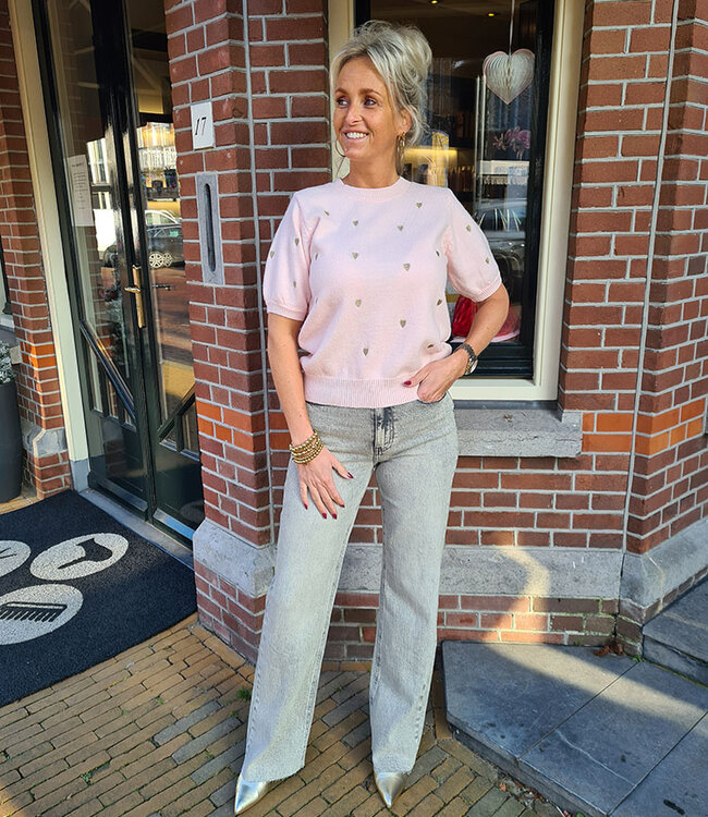 Knit Top met Hartjes Roze