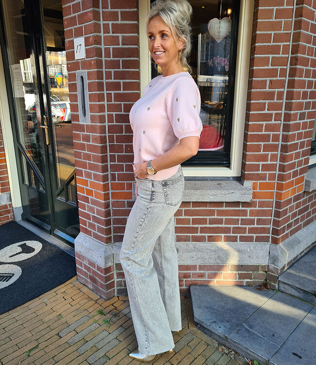 Knit Top met Hartjes Roze