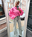 Azzurro Ballonmouw Blouse Fel Roze