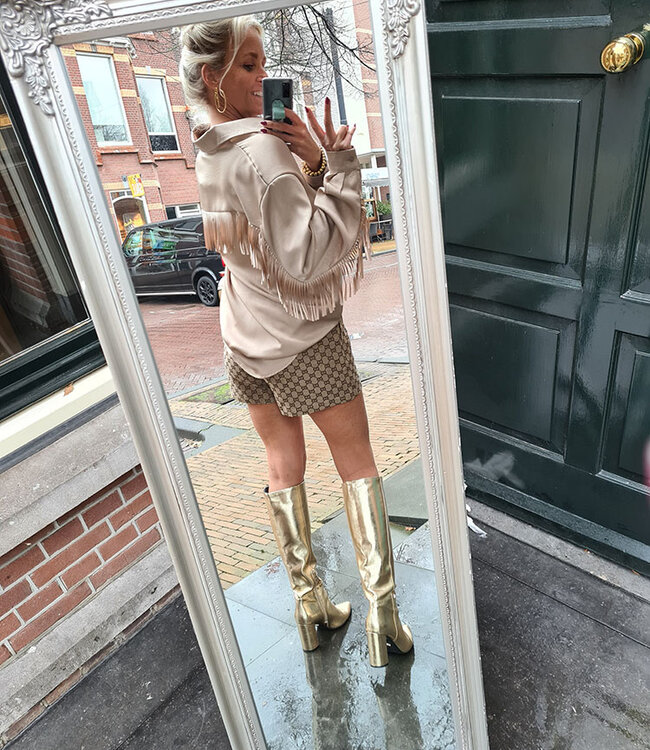 Blouse Zijdelook Franje Bruin