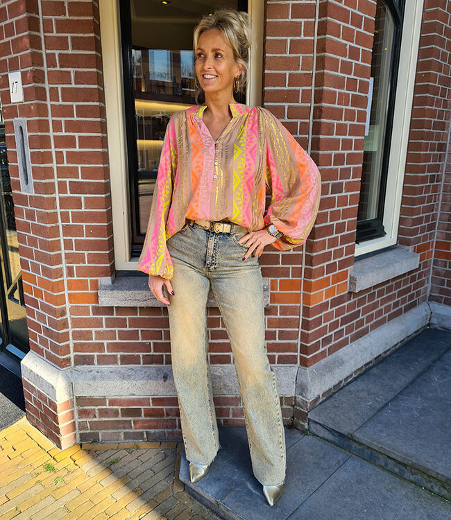 Boho Blouse Bruin/Multi